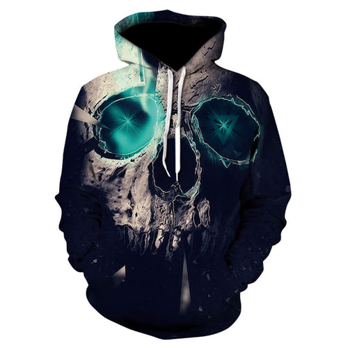 2018 autumn and winter new brand unisex sweatshirt 3D skull HD print casual fashion hooded hoodie.