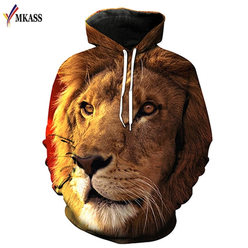 New Fashion Men/Women 3D Sweatshirts Print Lion Hoodies Autumn Winter T