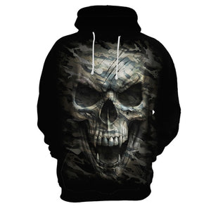 New Gothic 3D love skull print hooded Sweatshirt hip hop men's / women's pullover hooded Interesting skull hoodie men's top