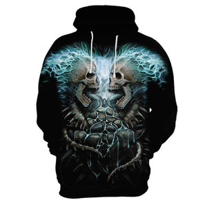 New Gothic 3D love skull print hooded Sweatshirt hip hop men's / women's pullover hooded Interesting skull hoodie men's top